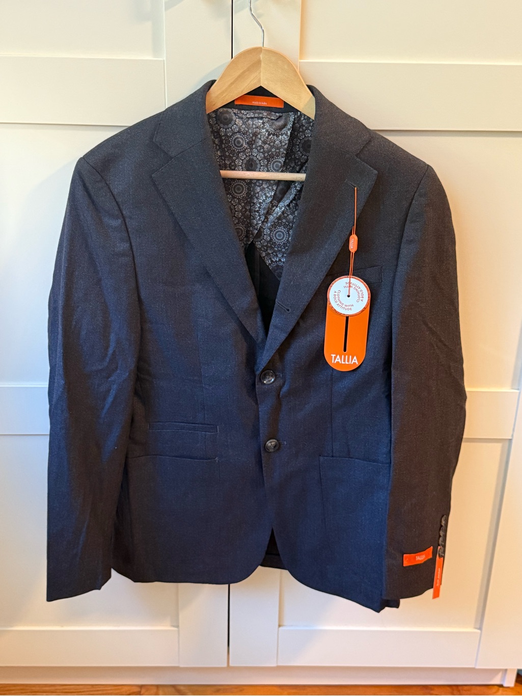Tallia Slim Fit Wool Blazer Mens 36s 36 Brown Patterned Suit Jacket 425 New